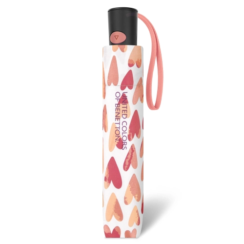 Parasolka półautomatyczna BENETTON Mini AC Aquarell hearts pink wiatroodporna
