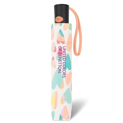 Parasolka półautomatyczna BENETTON Mini AC Aquarell hearts multicolor wiatroodporna