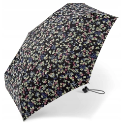 Mała parasolka HAPPY RAIN Ultra mini wiatroodporna kolorowe kwiatuszki czarna