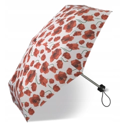 Mała parasolka HAPPY RAIN Ultra mini 43403 biała kwiaty czerwone