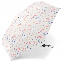 Mała parasolka HAPPY RAIN Ultra mini wiatroodporna pastelowe krople biała