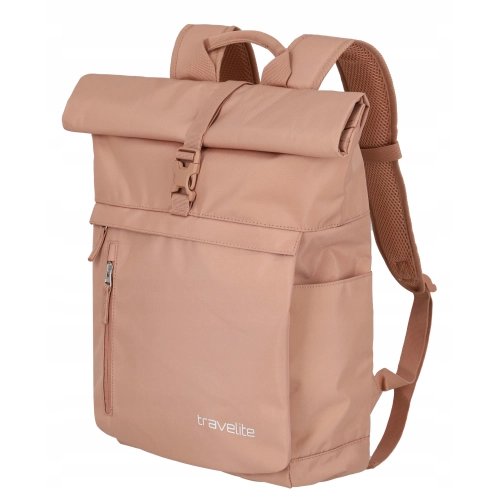 Plecak podróżny sportowy na laptop Travelite Basics rolowany 35L róż pudrowy