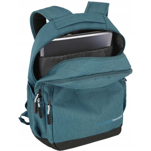 Mocny lekki plecak na podróż do pracy laptop Travelite Kick Off 22L petrol